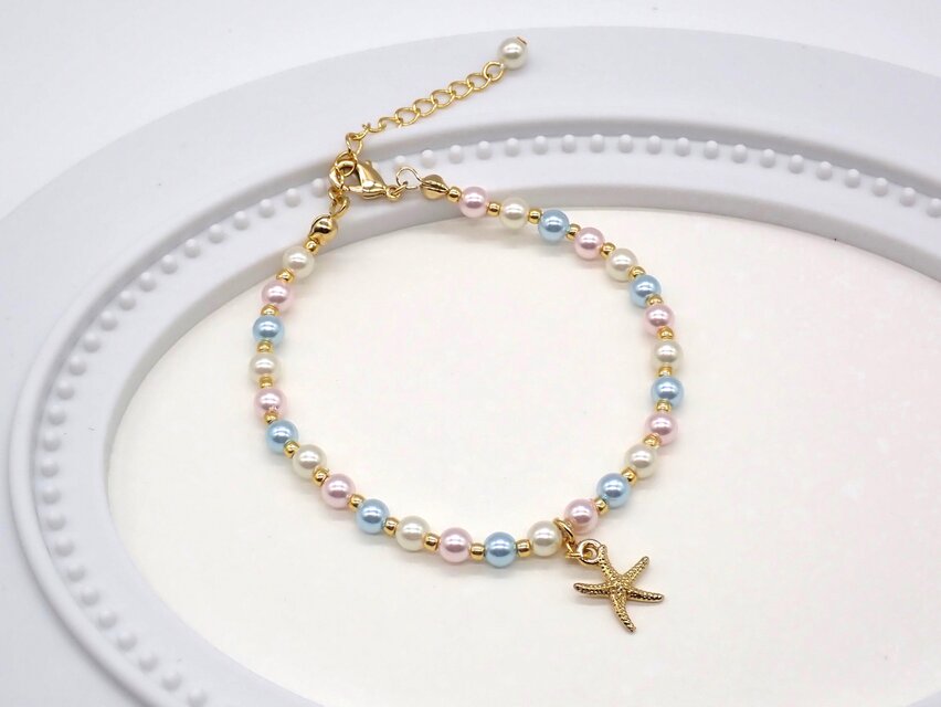《２種類から選べる》マリンチャームとパールのブレスレット