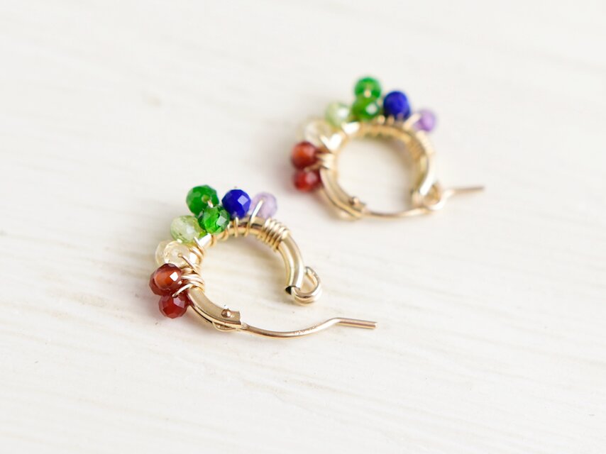 夏限定【14kgf ピアス・小サイズ】七色花火・雨上がりの虹色