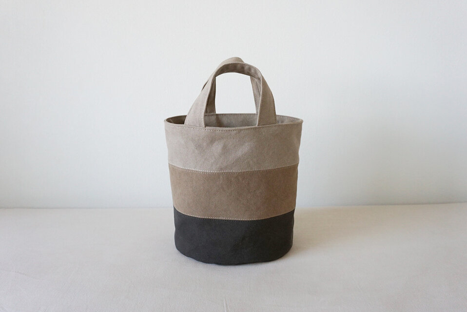 OVALTOTE - stripe -Ⅲ(M) / mushroom ×  grege × graybrown