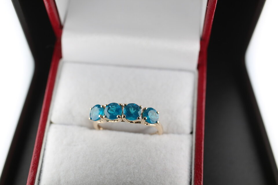 絶品 英国 イギリス ゴールド リング 指輪 9ct 天然 アパタイト ...