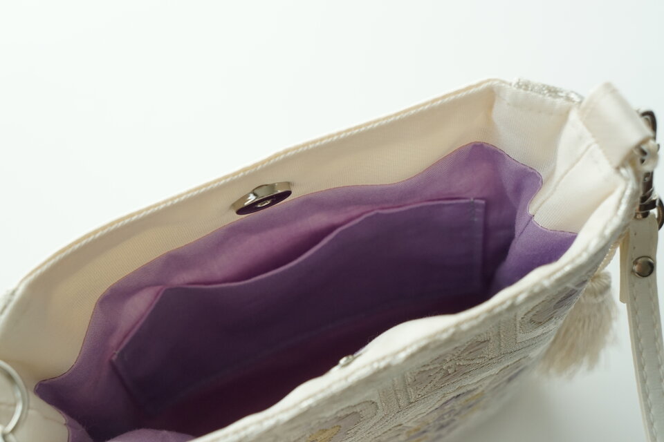 西陣織 服部織物 金銀糸きらめく フォーマルバッグ 正絹 帯リメイク