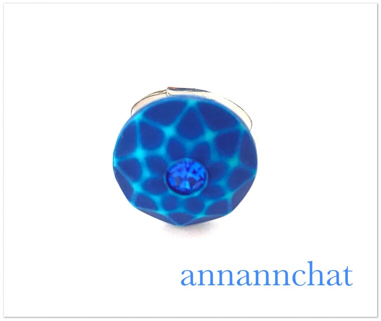 【イタリア製  ブルー　ラインストーン　深海　ビンテージ　リング】