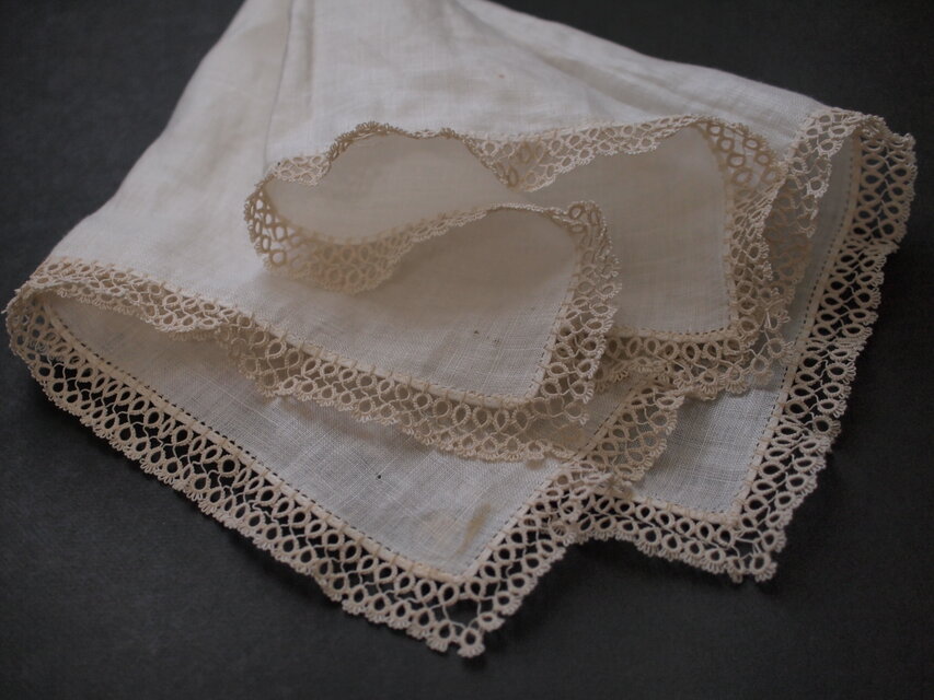 即納】タティングレース irish linen handkerchief edging
