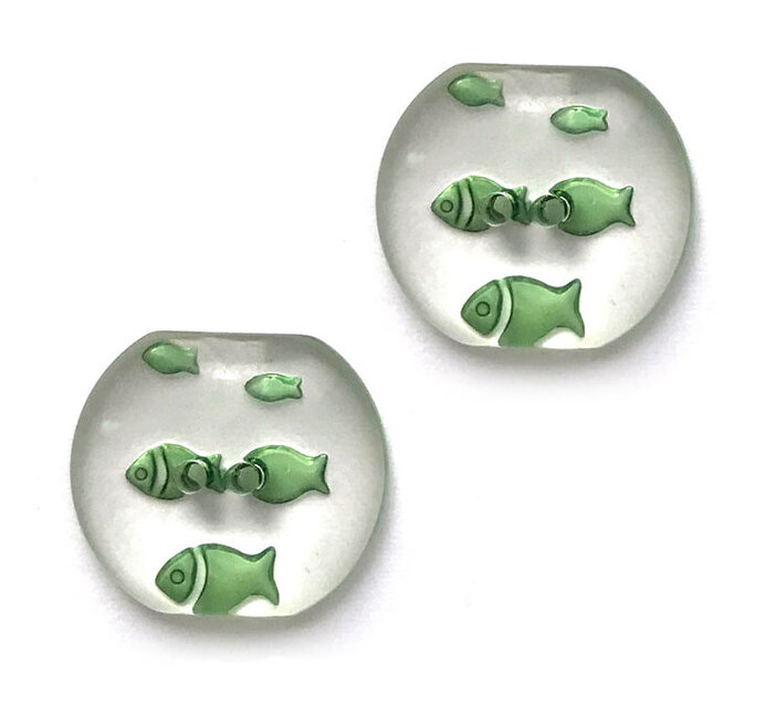 Sale ドイツ プラスチックボタン 水槽の魚 グリーン 2個  フィッシュ 金魚 熱帯魚 B-1907
