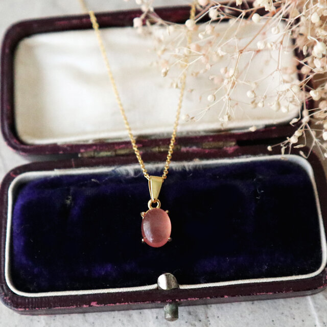 ペルー産！インカローズのオーバルネックレス　金アレ対応