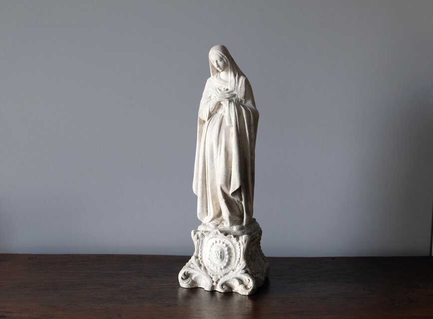 石膏 聖母マリア像 h40cm フランス アンティーク 0501056 | iichi 