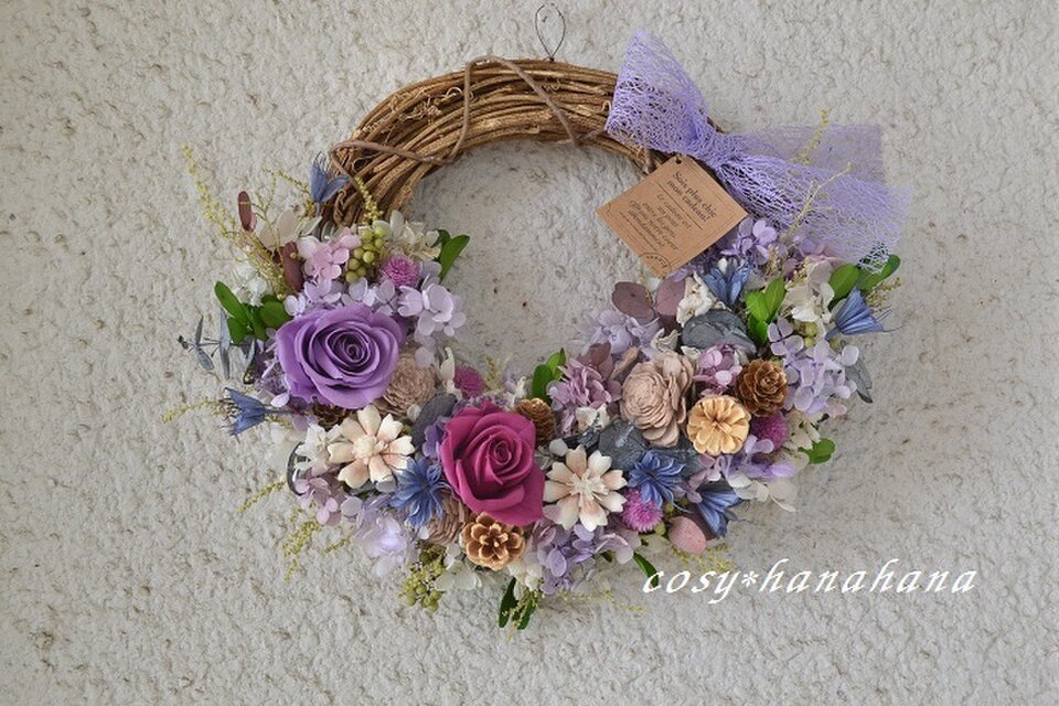 大人可愛いパープルなガーデンwreath | iichi 日々の暮らしを