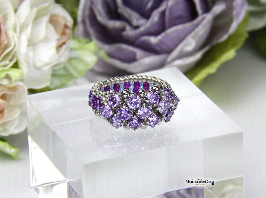 〔再販〕ジルコニアスィート10 Plus３豪華アメジストリング（ジルコニア ビーズリング）《ビーズアクセサリー》
