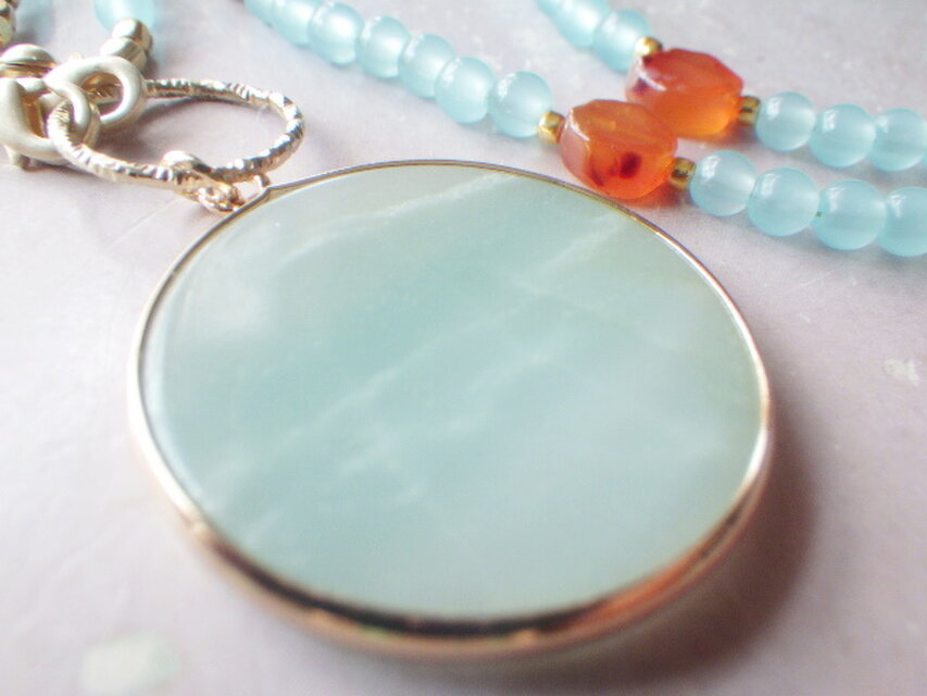 4way! Big Amazonite holder necklace アマゾナイトのネックレス/眼鏡・マスクホルダー | iichi  日々の暮らしを心地よくするハンドメイドやアンティークのマーケットプレイス