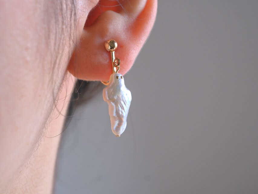 おばけちゃん Draugur earring ゴースト バロックパール 上質淡水真珠