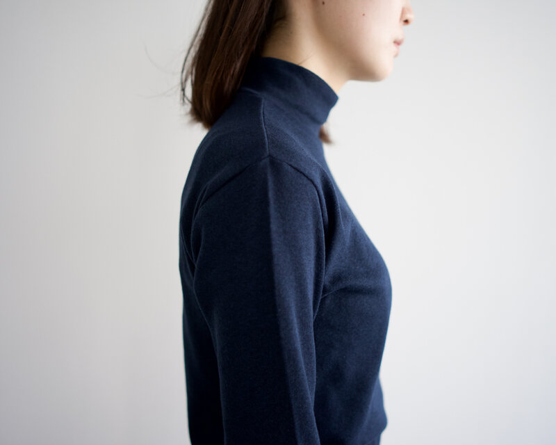 オーガニックコットンハイネック/high neck/heather navy | iichi 日々