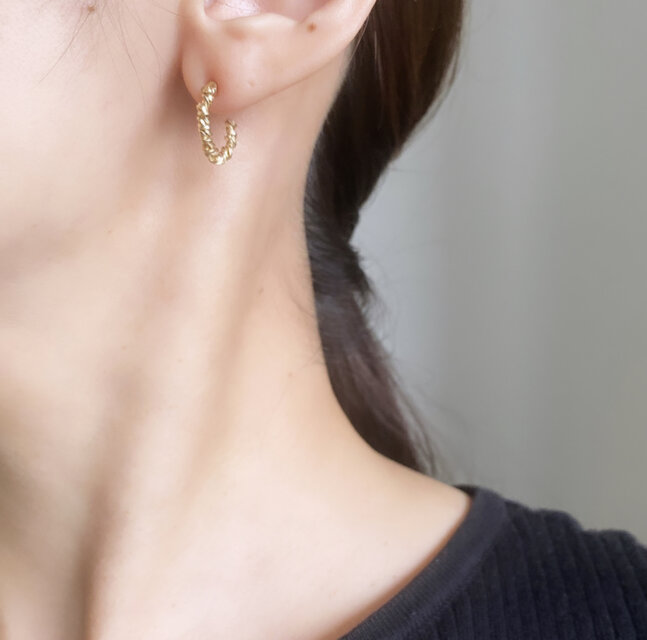 14KGF】◇四角2連ピアス／イヤリング | ハンドメイドアクセサリー エープラス