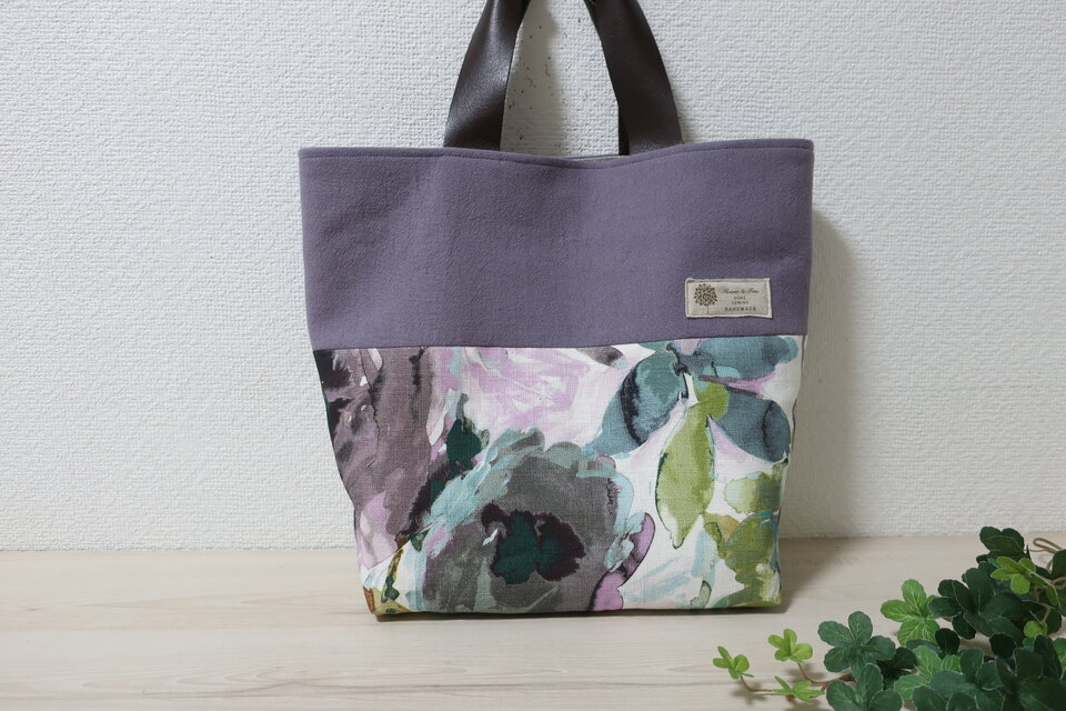 イギリス花柄リネン混W＆コットンリネントートバック