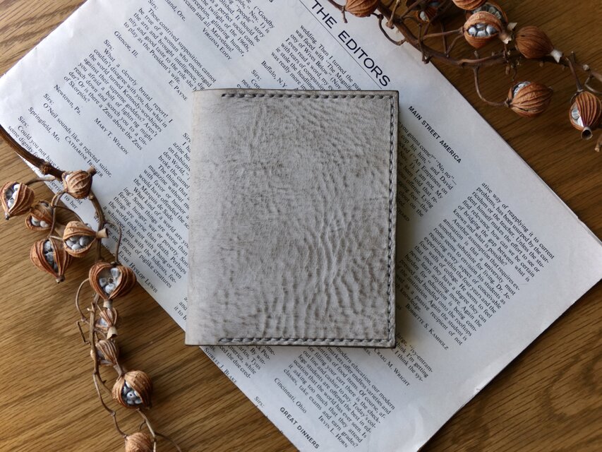 イタリア革のメモ帳カバー／A7サイズ／ロディアNo.11／横型／グレー