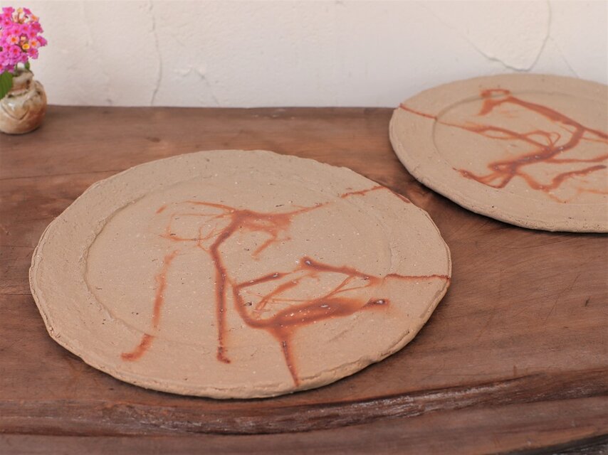 備前焼 皿・ひだすき(約20.5cm)　sr4-069