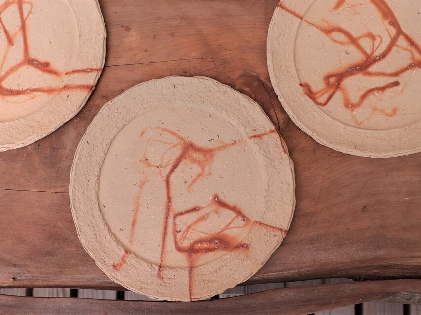 備前焼 皿・ひだすき(約20.5cm) sr4-069 | iichi 日々の暮らしを