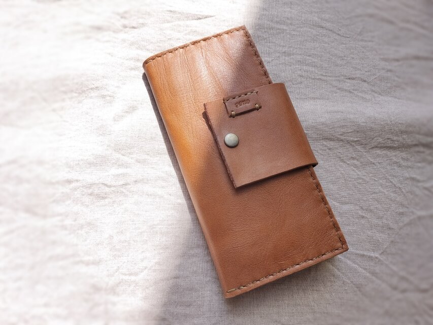 simple wallet　濃いヌメ色　オイルワックスレザー