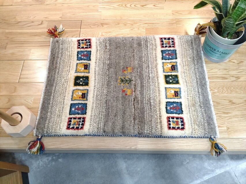 ギャッベ ペルシャ絨毯 75X54cm ギャベ 玄関マット 手織り ラグ 絨毯-