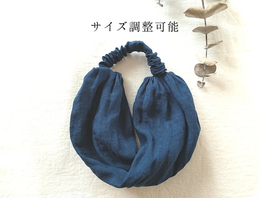 調整可能＊リネンのターバン...ロイヤルブルー...薄手