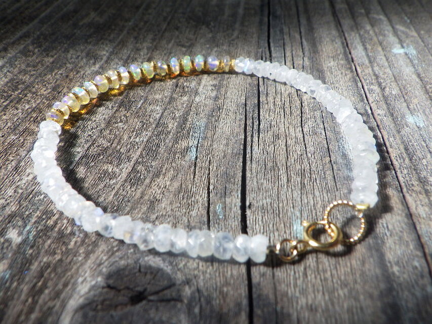 10月誕生石*14kgf＊Opal & Moonstone Bracelet オパール＆ムーン