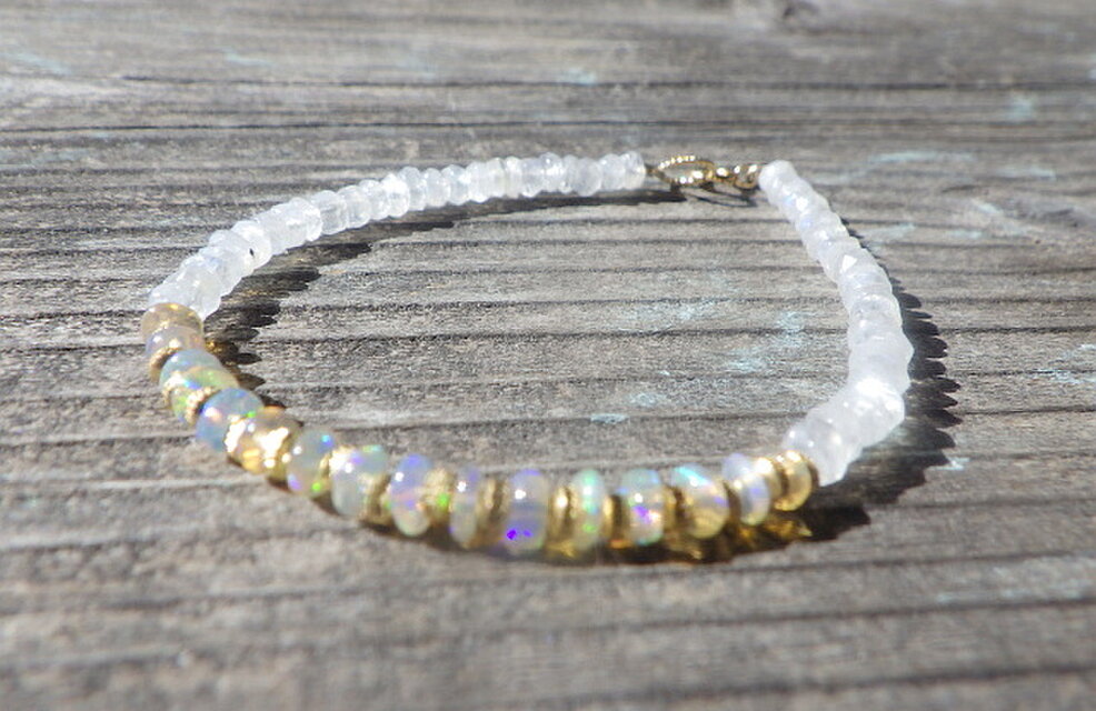 10月誕生石*14kgf＊Opal & Moonstone Bracelet オパール＆ムーン