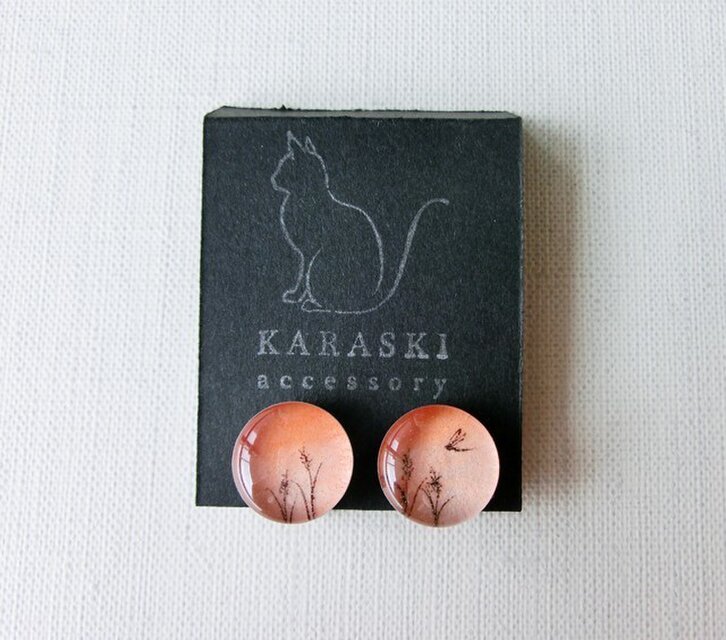 ちいさなイヤリング039/稲穂とトンボ