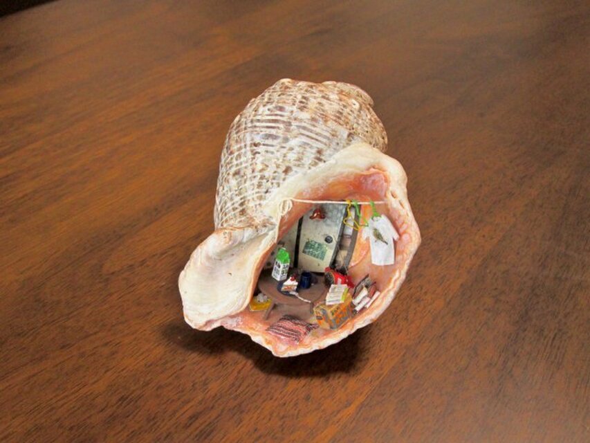 貝がら　ミニチュア　イチゴケーキ