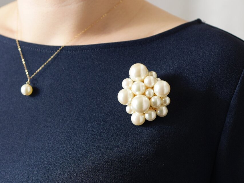 【ブローチ】パール ボリュームバブル・大