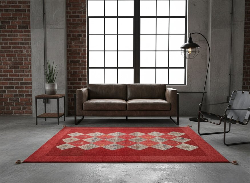 ペルシャ ギャッベ リビング アマレバフト 197x157cm 絨毯 ラグ 赤