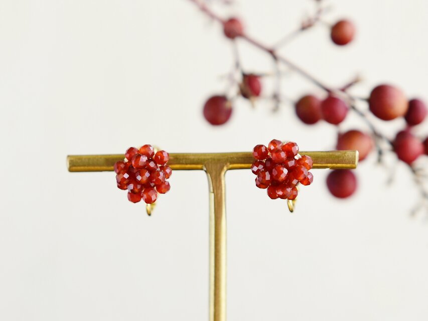 【イヤリング】ザクロ・石榴 レッドアゲート