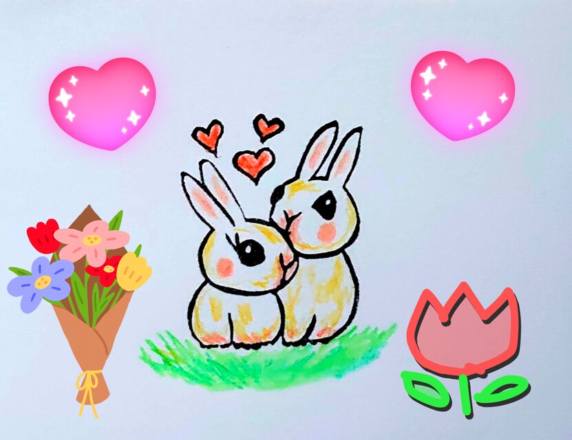 消しゴムはんこ「ウサギさん・カップル・恋人」