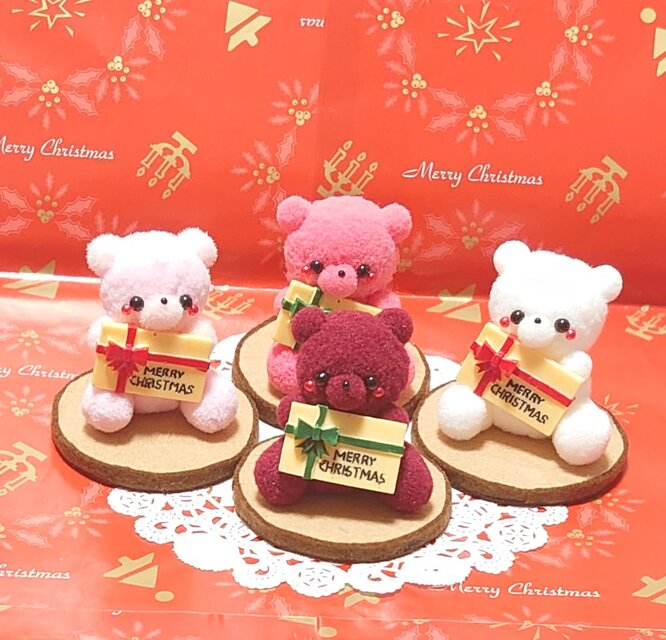 ↟⍋ポンポンXmas⍋↟*【A-3】カップ入り！クリスマスベアちゃん