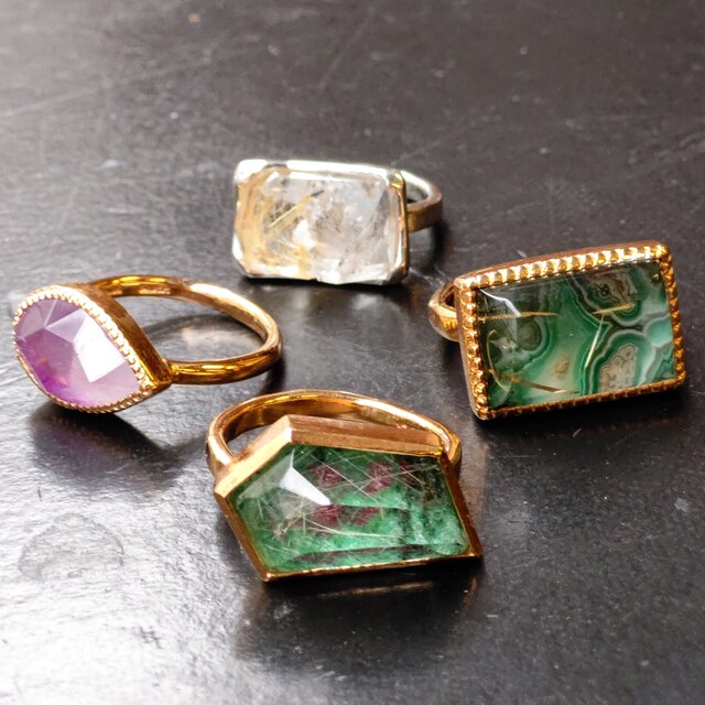 ルチルクオーツとルビーのリング Blue Cat 選べる7種 大粒 ストーン