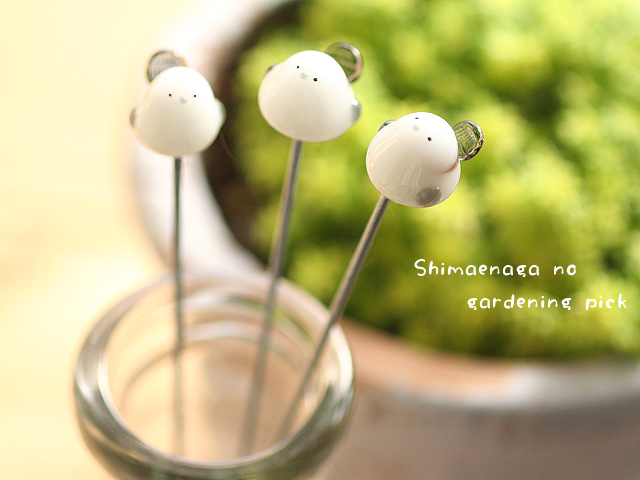 ガラスのガーデニングピック/シマエナガ（３本セット）