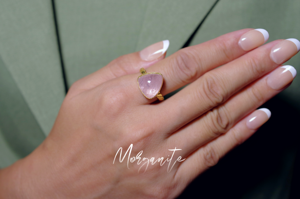 New ☆新作 ☆『Morganite』☆天然石リングsilver925 + k18