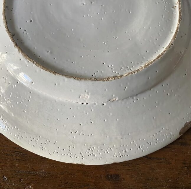 18世紀 白釉 花絵皿 平皿 リム皿 φ22.4cm オランダ デルフト 可能性 