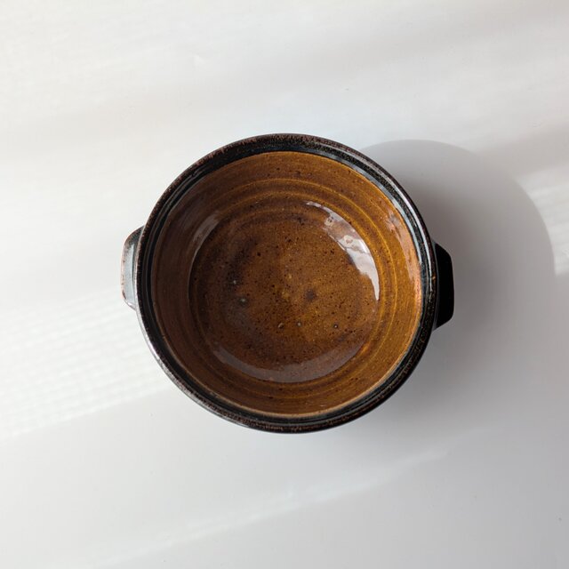 骨董７陶器の丸型ボウル 茶色と黒のグラデーション GENESIS ラウンドボール 20cm（ブラウン） – 鉢・ボール – 一流