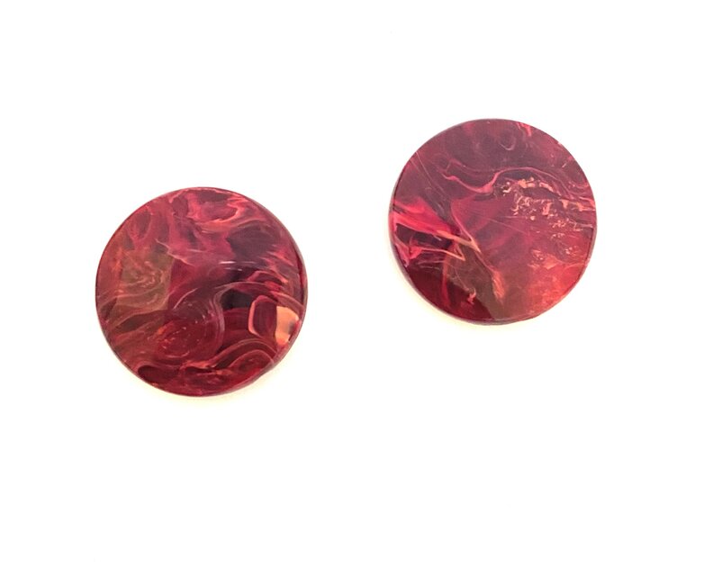 【イタリア製 　ビンテージ　バーガンディ　イヤリング】