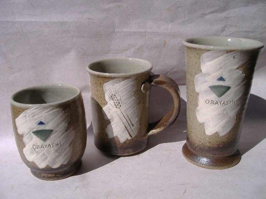 【SALE】麦穂文様カップ３個セット(no46)