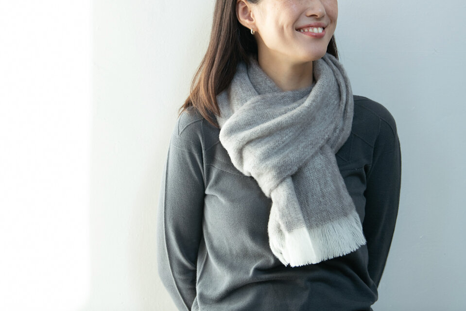 Organic Merino Wool マフラー　Stone