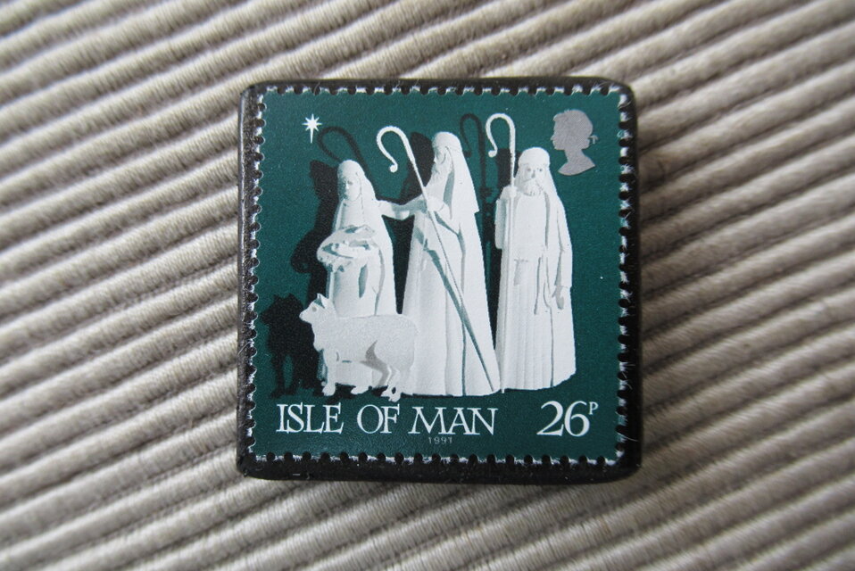 マン島　クリスマス切手ブローチ 9171