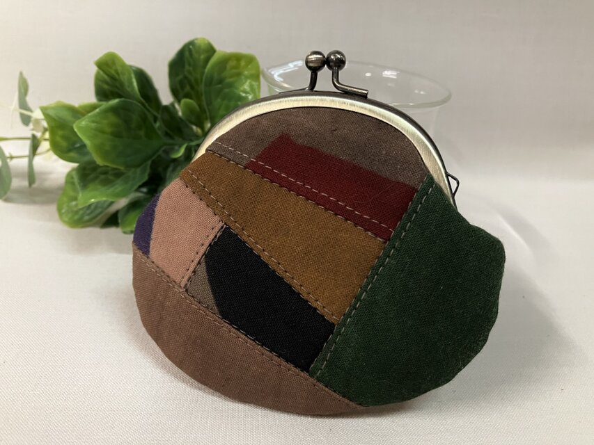 柿渋染め　ミニがま口　8K3