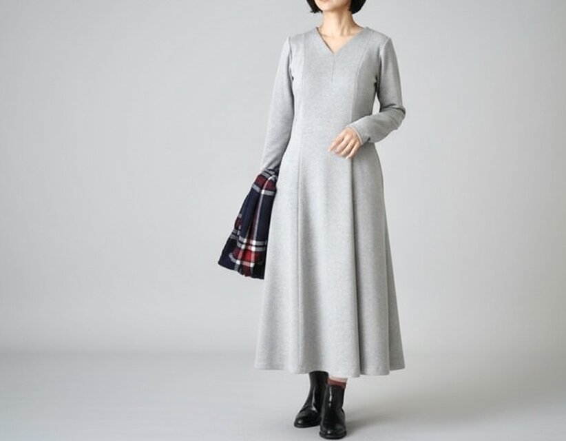 12/20まで1,000円OFF♪【人気No.1】プリンセスラインのカットソーワンピース｜S・M・L／丈変更 No.288