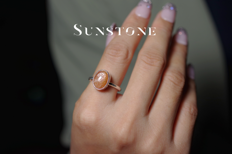 【買付注文】New 新作『SunStone』世界でひとつの天然石リングsilver925 アクセサリー