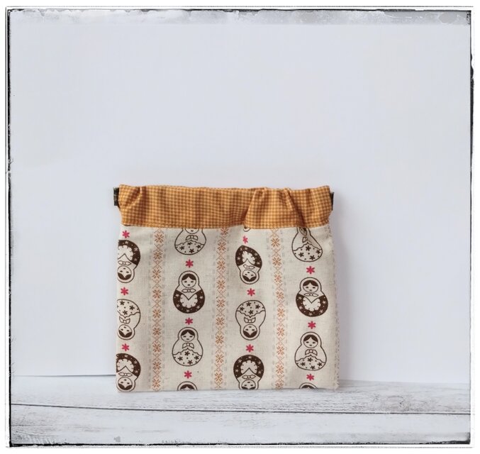 マトリョーシカ＆チェック　バネポーチ　　　