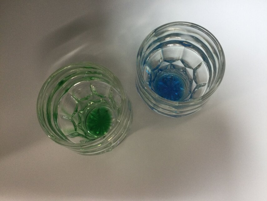 昭和レトロ プレスガラスコップ 青・緑 二個組 yk0050 | iichi 日々の 