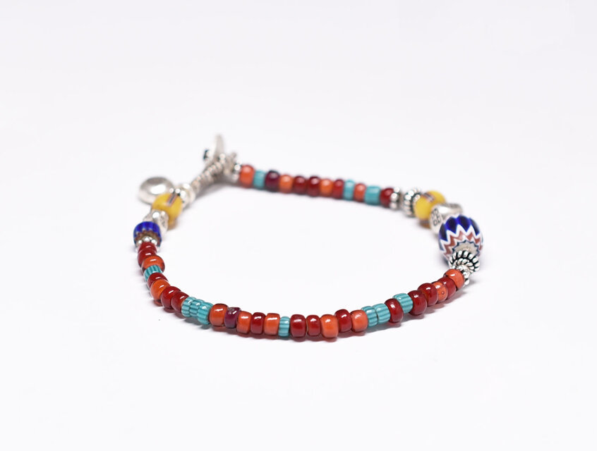 血赤よりホワイトハーツターコイズシルバービーズ カスタム