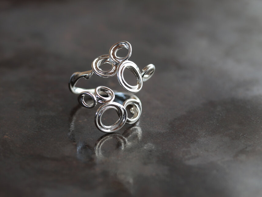 錫のオープンリング　TOLOLY　あぶく