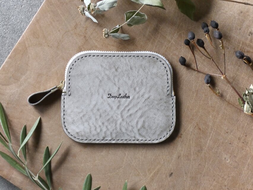 イタリア革の３wayカードケース／グレー