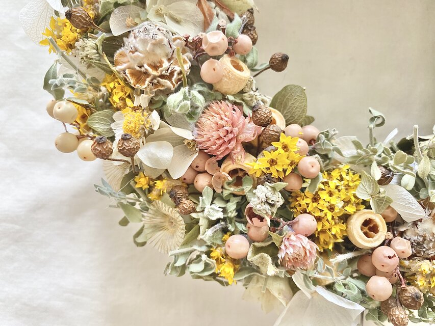 Further☆作品♡ 春待ち早春フラワーリース♡ 雛祭リース♡ひな祭り♡ Lune Bonheur＜jardin d'automne＞＊秋フラワーリース＊玄関